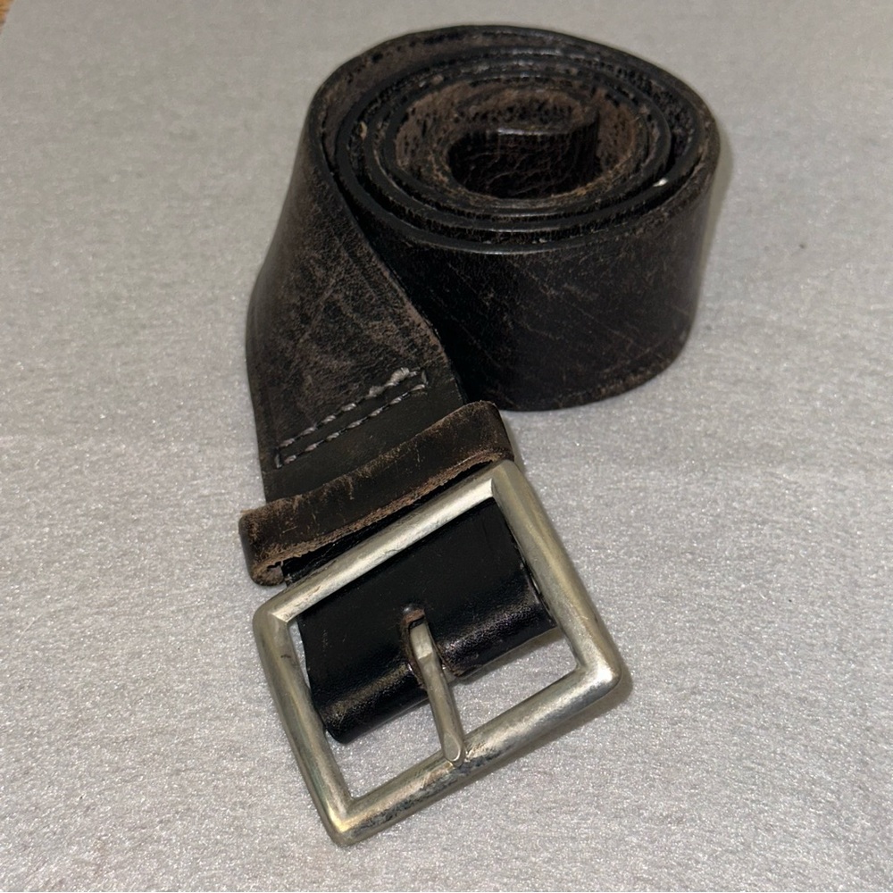 Vintage Longhorn Mens 36 Leather Belt No Rust Buckle Cowboy Wrangler Made In USA